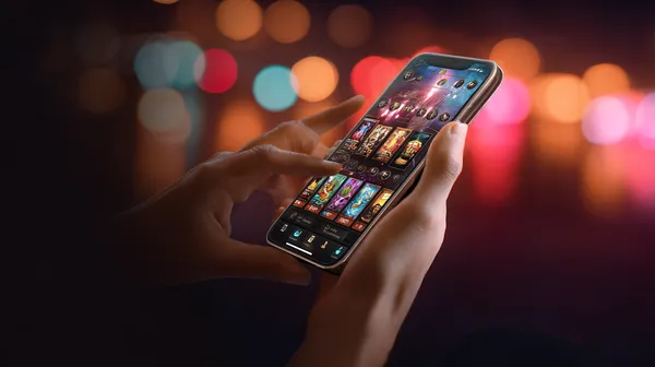 A person using their device against a moody casino-themed background, illustrating the smooth re-entry process at JL29.
